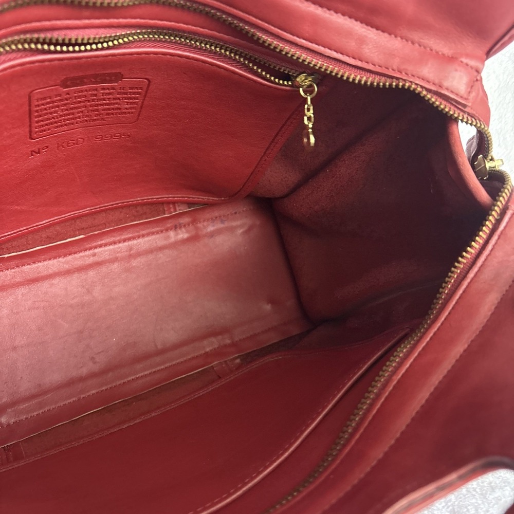 Vintage COACH Zip Top Shopper   Red Leather Bag 9995 USA - Picture 11 of 16